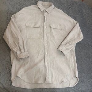 Frank & Eileen McOghlin Button Up Shirt Beige Linen Blend Oversized Womens XS S